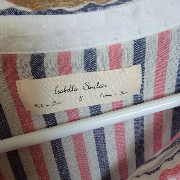 Anthropologie Isabella Sinclair Red White Blue Striped Top - Picture 4 of 7